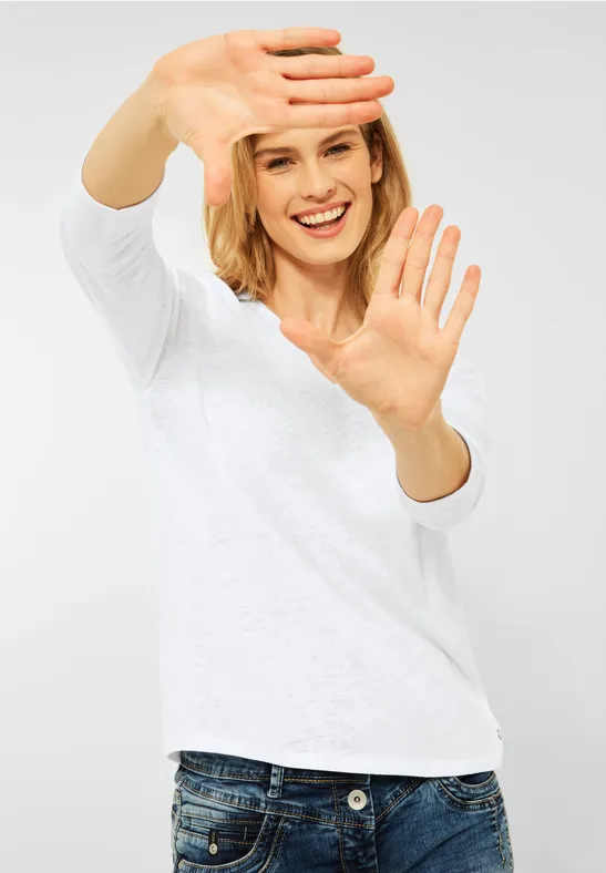 Shirt mit 3/4 Ärmel White