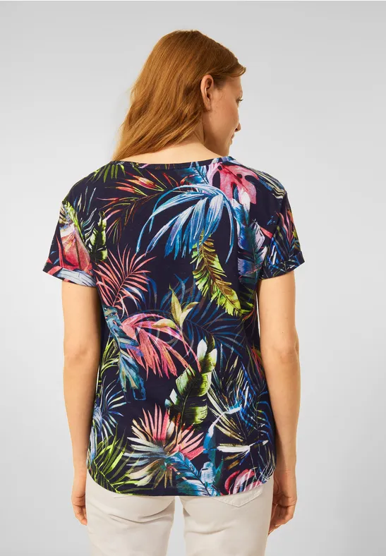 Leinenshirt mit Print deep blue