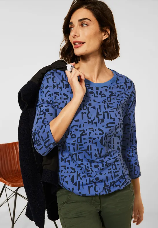 Shirt met letterdesign forever blue