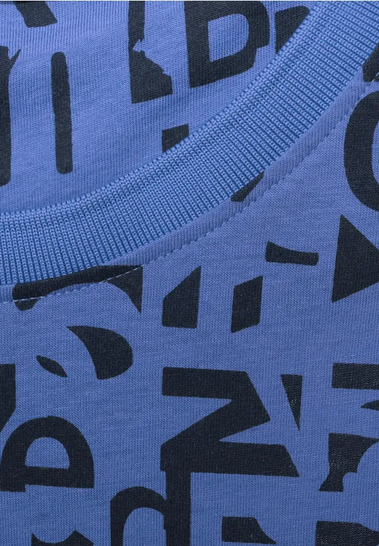 Shirt met letterdesign forever blue