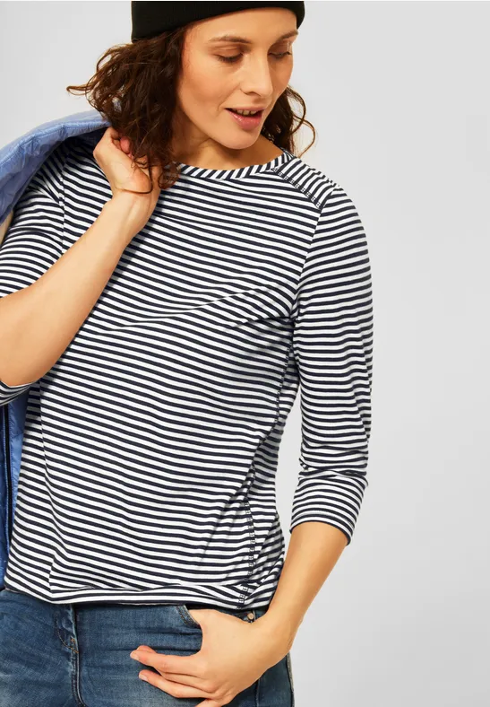 Basic gestreept shirt deep blue