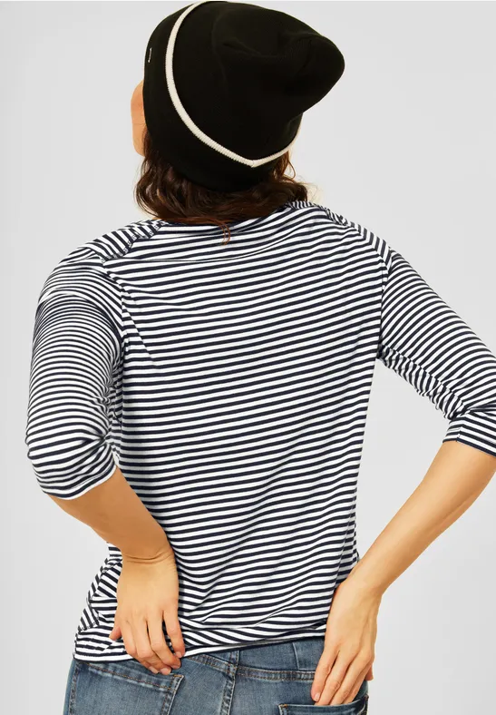 Basic gestreept shirt deep blue