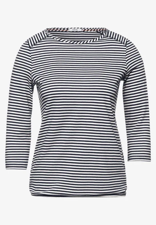 Basic gestreept shirt deep blue