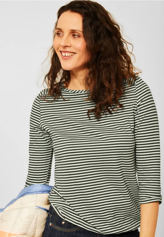Basic gestreept shirt utility olive