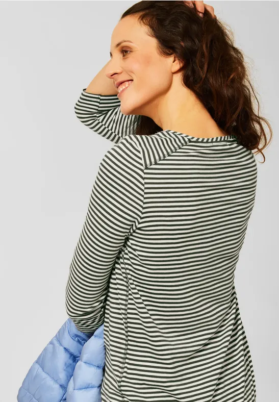 Basic gestreept shirt utility olive