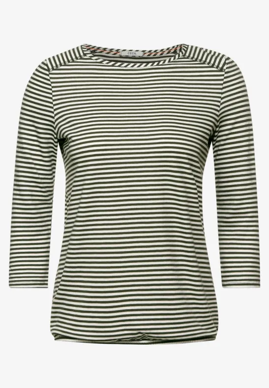 Basic gestreept shirt utility olive