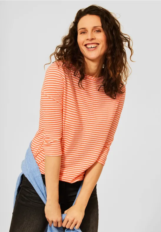 Basic gestreept shirt simply orange