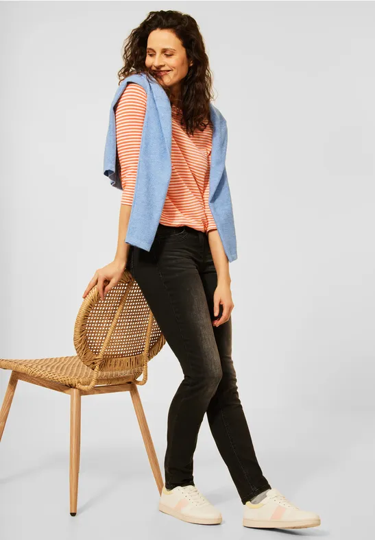 Basic gestreept shirt simply orange