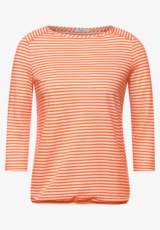 Basic gestreept shirt simply orange