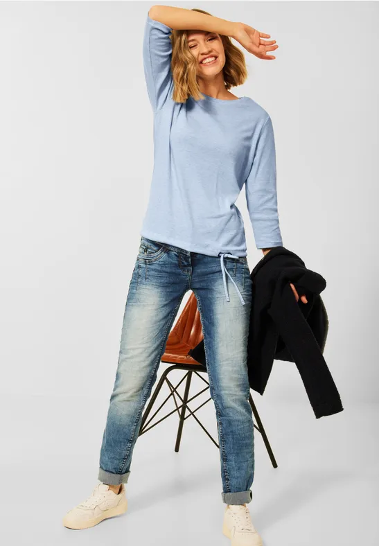 Shirt met geribbelde strepen forever blue