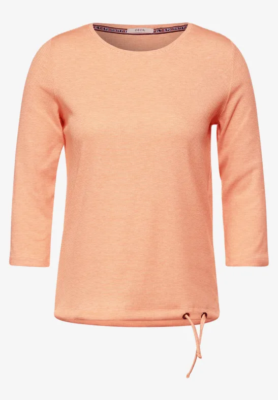 Shirt met geribbelde strepen simply orange