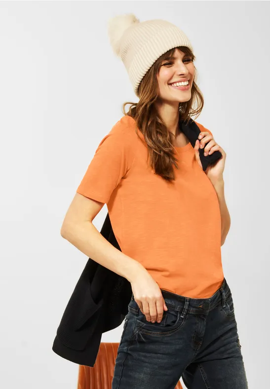 T-Shirt in Unifarbe simply orange