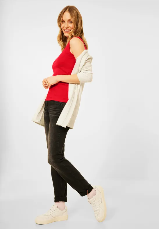 Top in effen kleur vibrant red