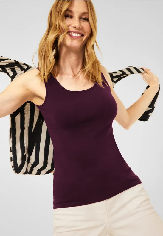 Top in effen kleur berry juice red