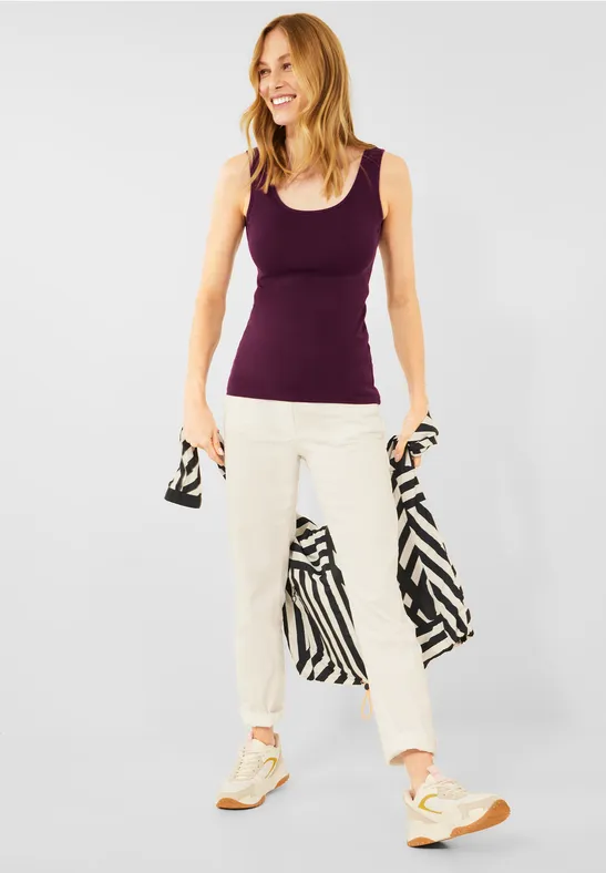 Top in effen kleur berry juice red