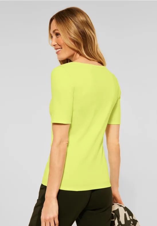 T-shirt in effen kleur soft lemon yellow