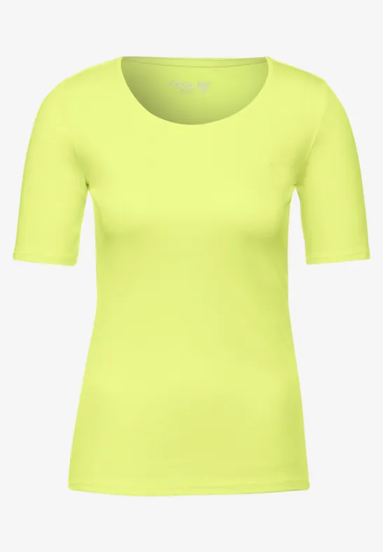 T-shirt in effen kleur soft lemon yellow