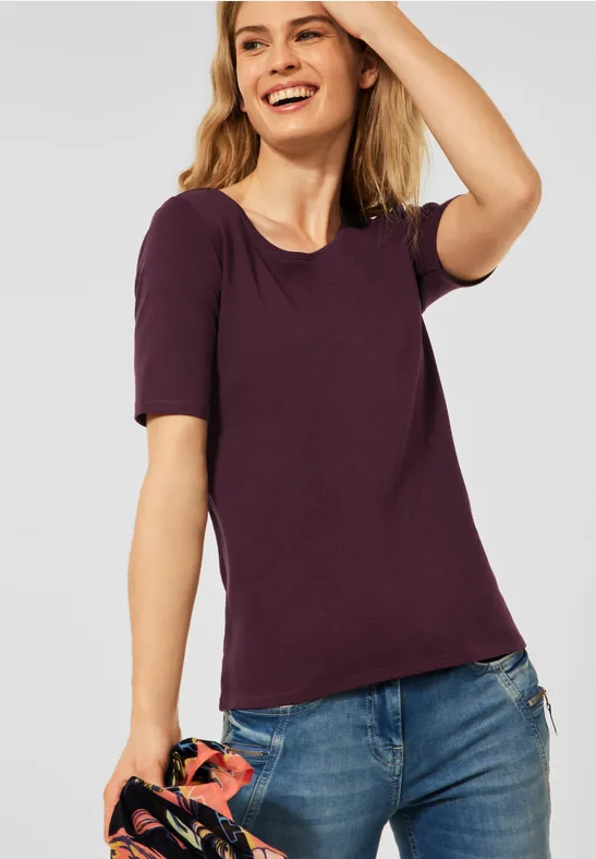 T-shirt in effen kleur berry juice red