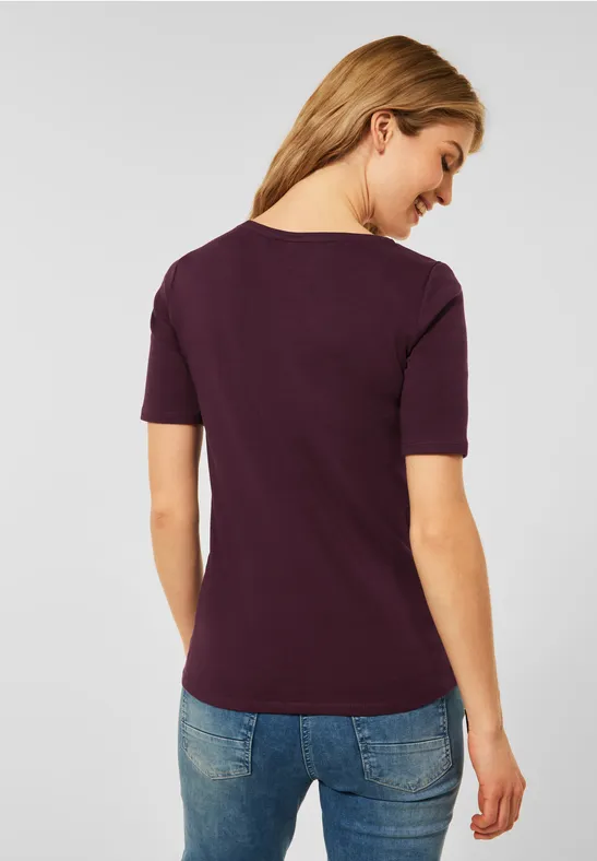 T-shirt in effen kleur berry juice red