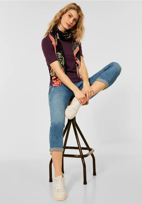 T-shirt in effen kleur berry juice red