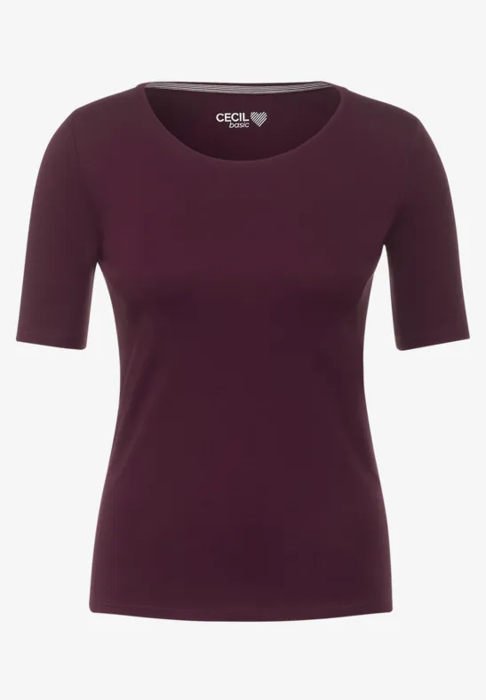 T-shirt in effen kleur berry juice red