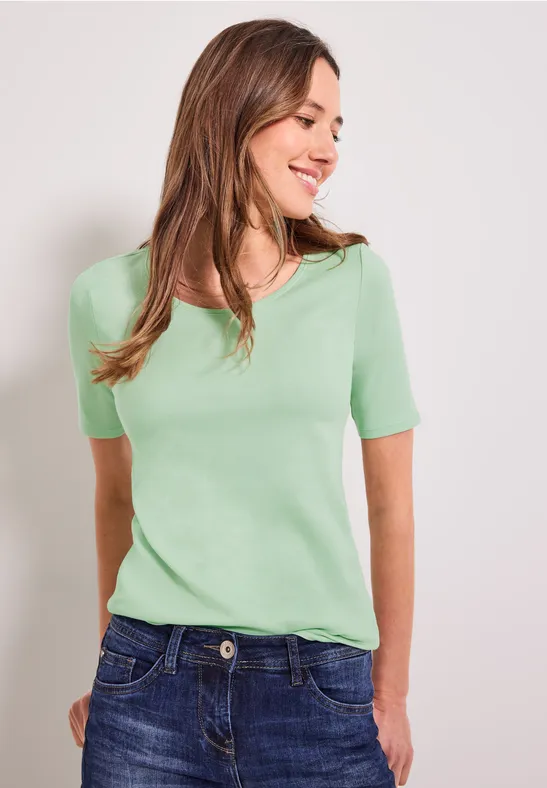T-shirt in effen kleur fresh salvia green