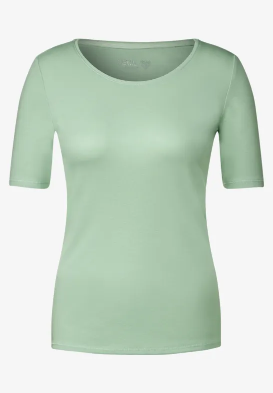 T-shirt in effen kleur fresh salvia green
