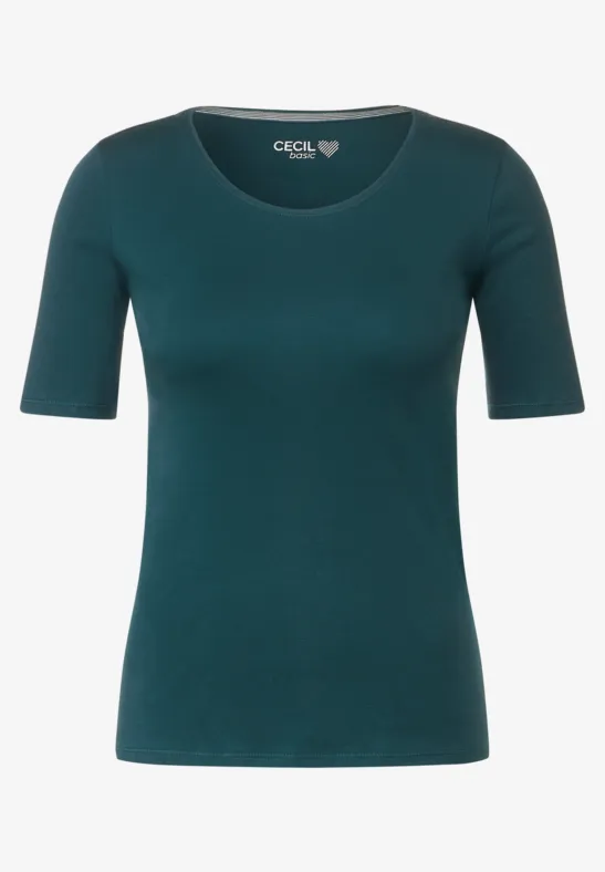 T-shirt in effen kleur deep lake green