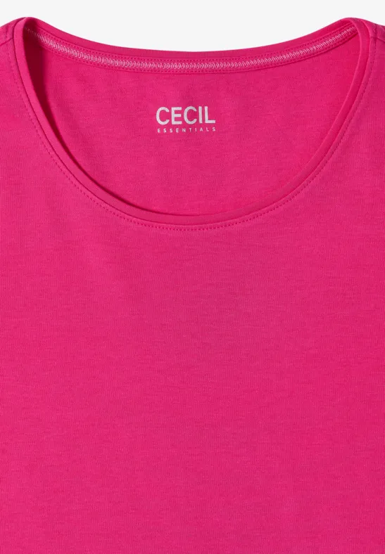 Basic T-Shirt mit Rundhals in Unifarbe beetroot pink