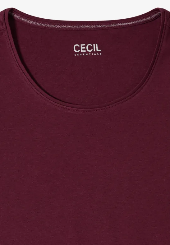 T-shirt basique à col rond en couleur unie sweet grape red
