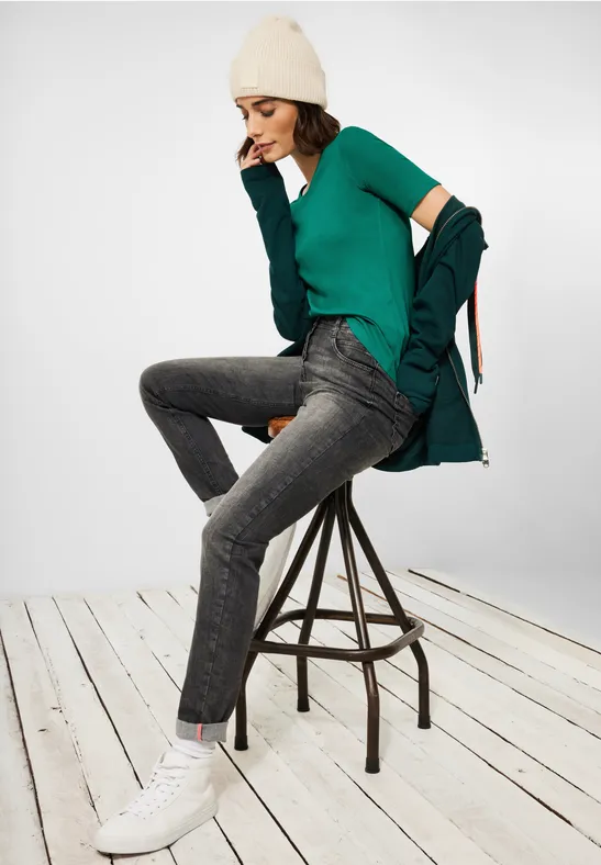 T-shirt in effen kleur smaragd green