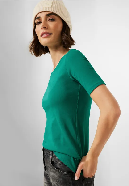 T-shirt in effen kleur smaragd green