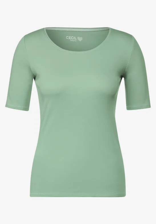 T-Shirt in Unifarbe clear sage green