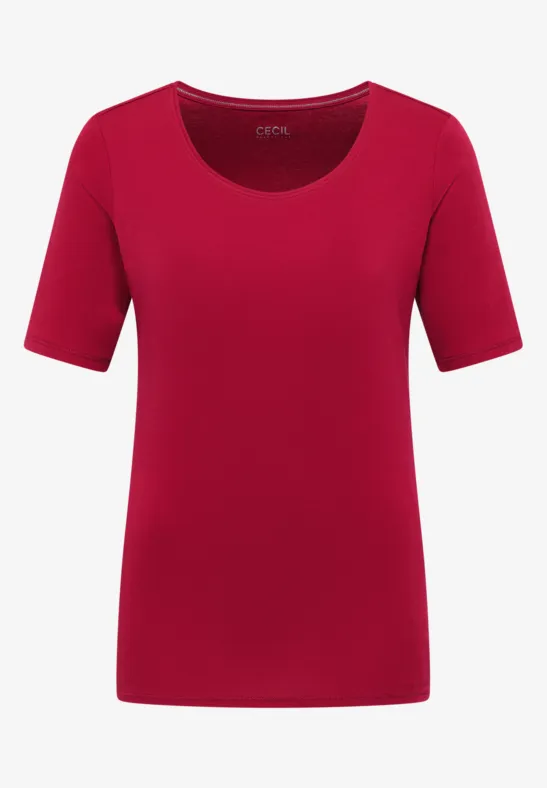 T-Shirt in Unifarbe beaujolais red