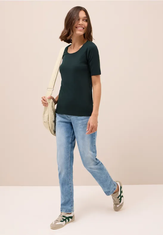 T-Shirt in Unifarbe ink green