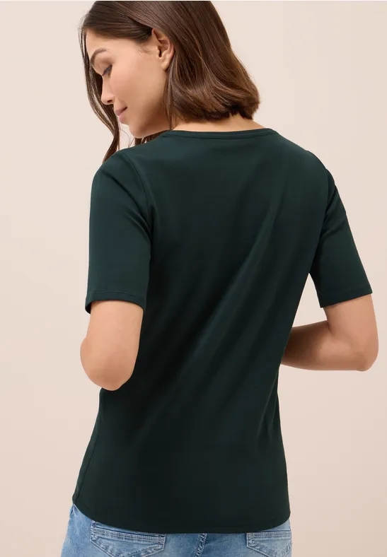 T-Shirt in Unifarbe ink green