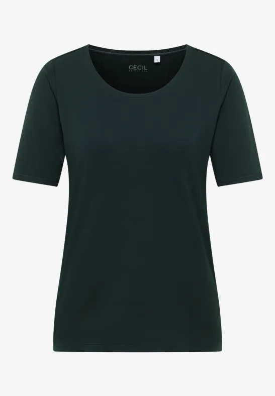 T-Shirt in Unifarbe ink green