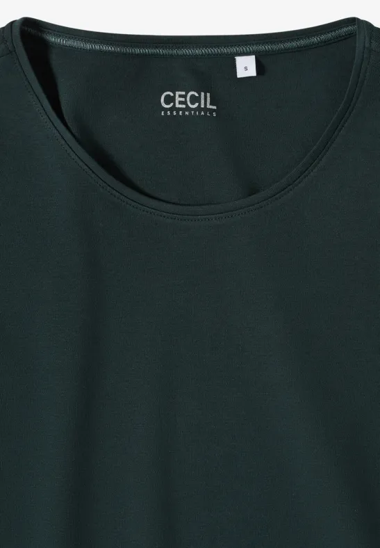 T-Shirt in Unifarbe ink green