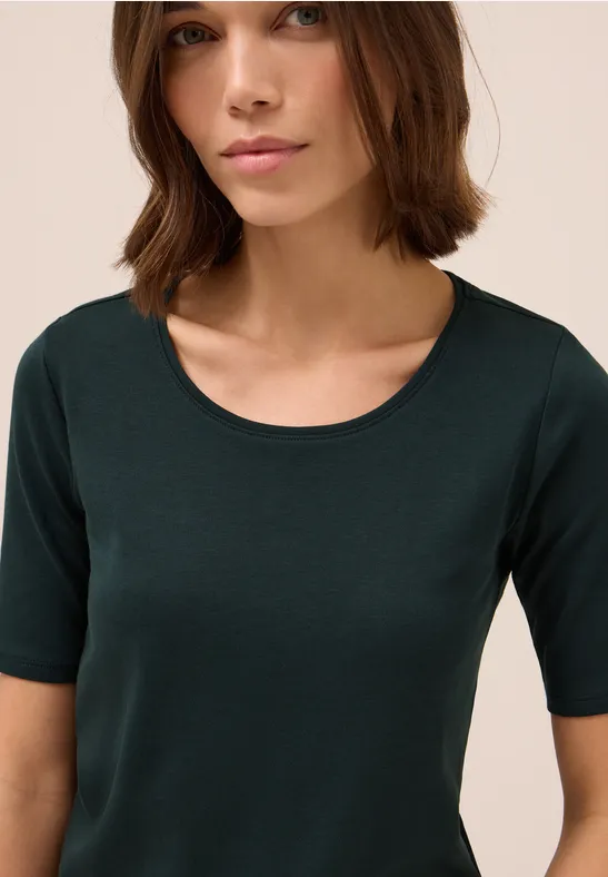 T-Shirt in Unifarbe ink green