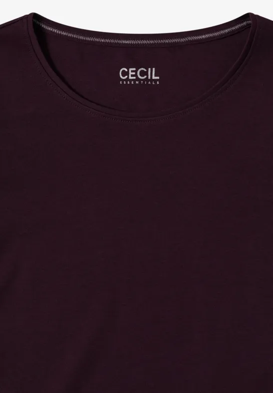 T-Shirt in Unifarbe eggplant red