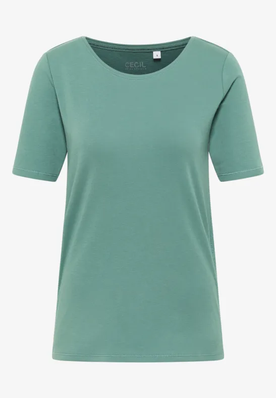 T-Shirt in Unifarbe jewel green