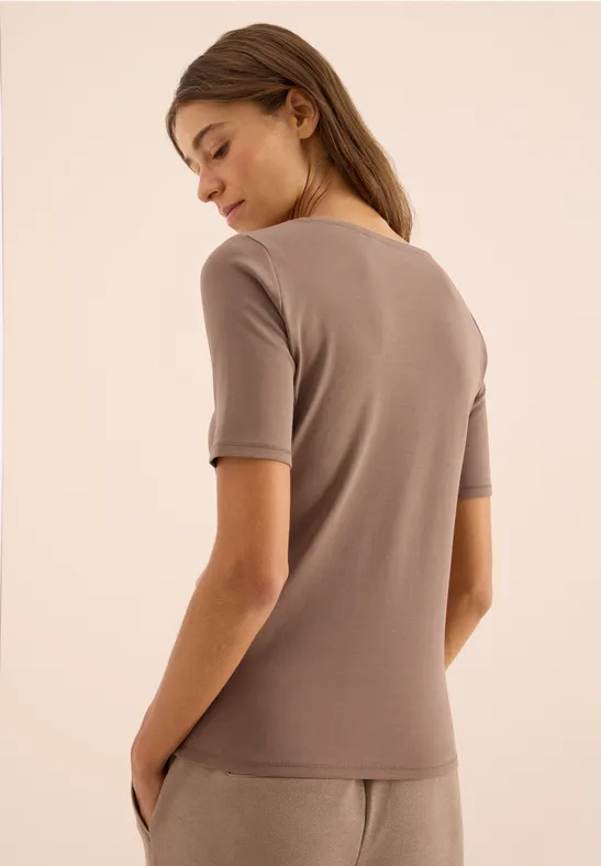 T-Shirt in Unifarbe cocoa taupe