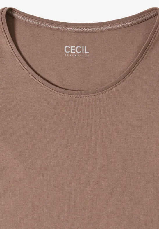 T-Shirt in Unifarbe cocoa taupe