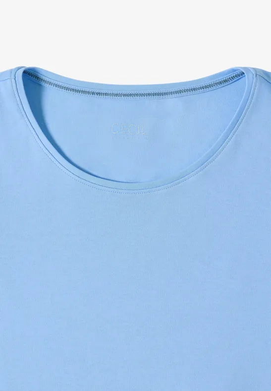 T-Shirt in Unifarbe sporty light blue