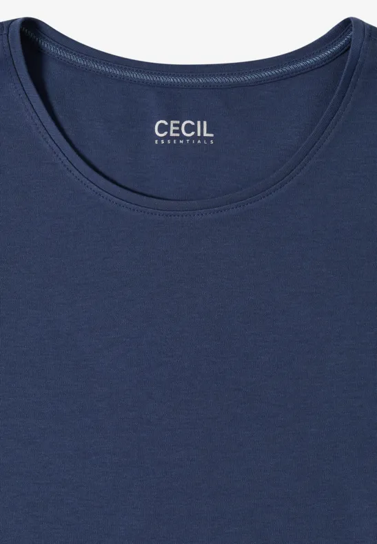 Basic T-Shirt mit Rundhals in Unifarbe sporty denim blue