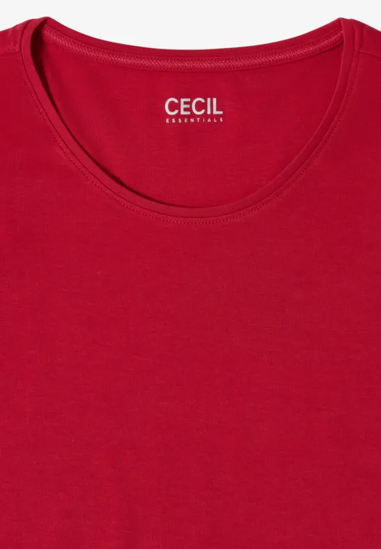 Rood CECIL T-shirt met ronde hals, eenvoudig en effen