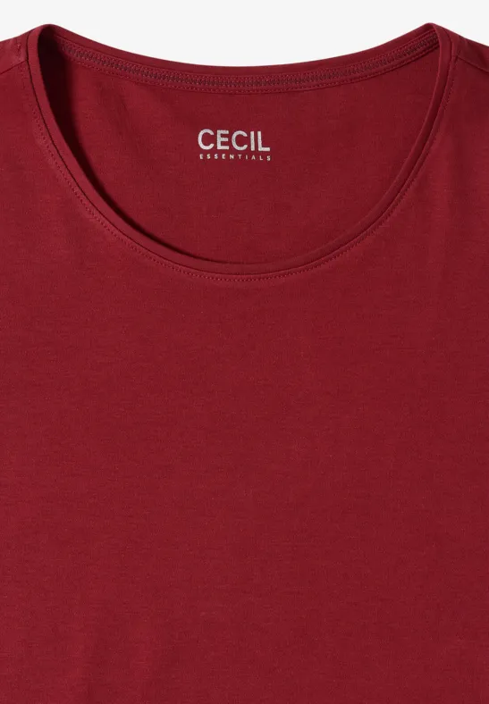 Rotes Damen-T-Shirt mit Rundhalsausschnitt von Cecil.