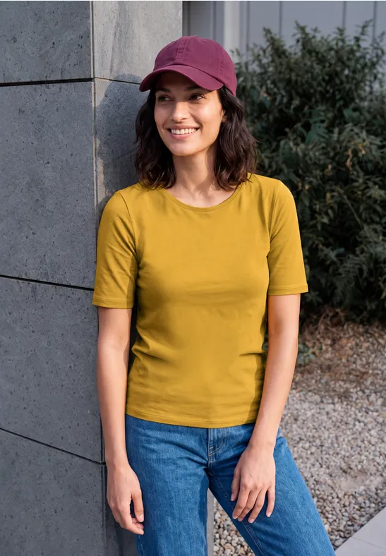 Basic T-shirt met ronde hals golden honey