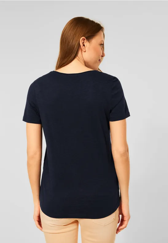 Basic shirt in effen kleur deep blue
