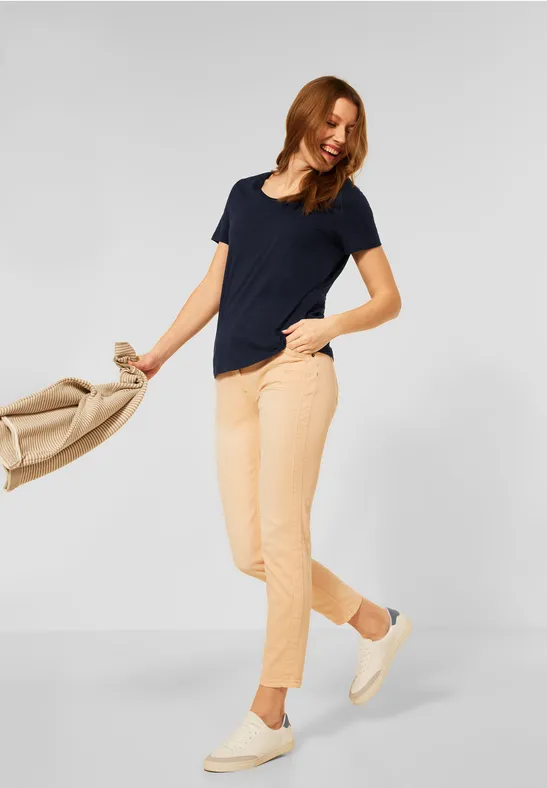 Basic shirt in effen kleur deep blue